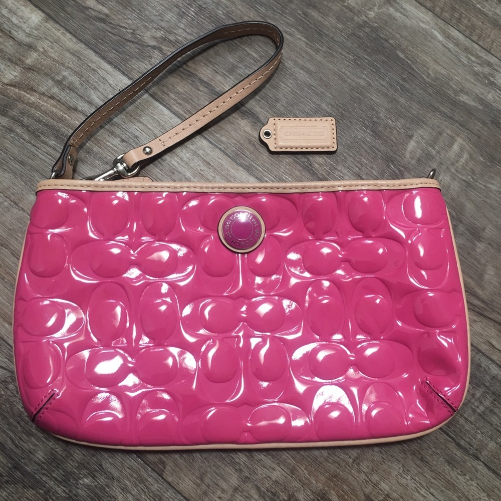 COACH Pink Patent Leather Wristlet